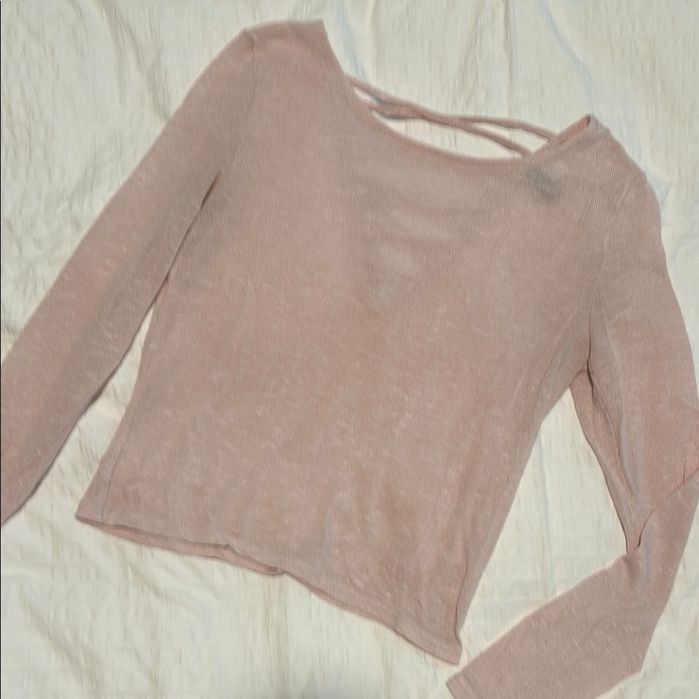H&M Pink Sheer Long Sleeve Blouse